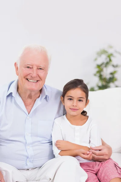 Granddaughter and grandfather portrait — Stock Photo, Image