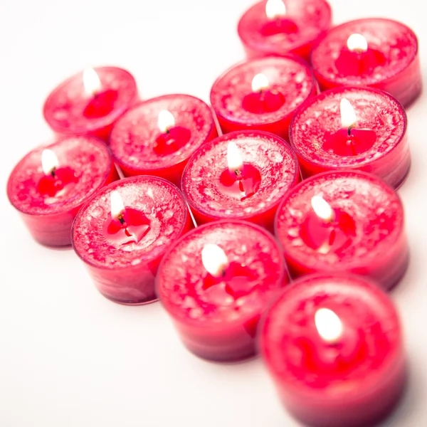 Candele a luce di tè rosa — Foto Stock