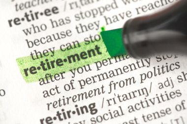 Retirement definition highlighted in green clipart