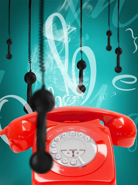 Retro phone with hanging receivers — Stock Photo, Image