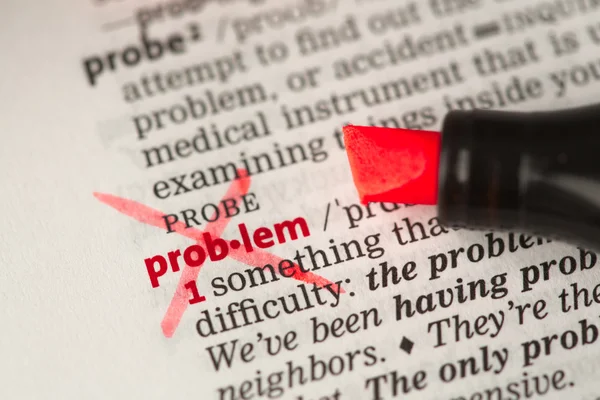 Problem definition word crossed out — Stock Photo, Image