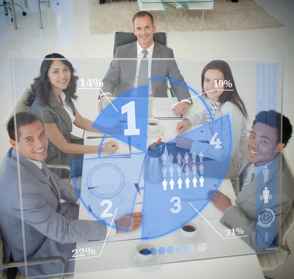 Business using blue pie chart interface — Stock Photo, Image