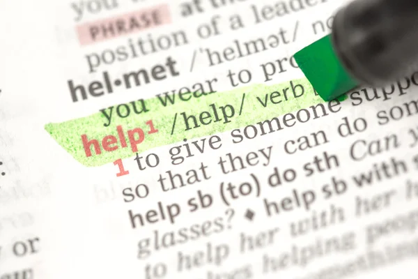 Help definition highlighted in green — Stock Photo, Image