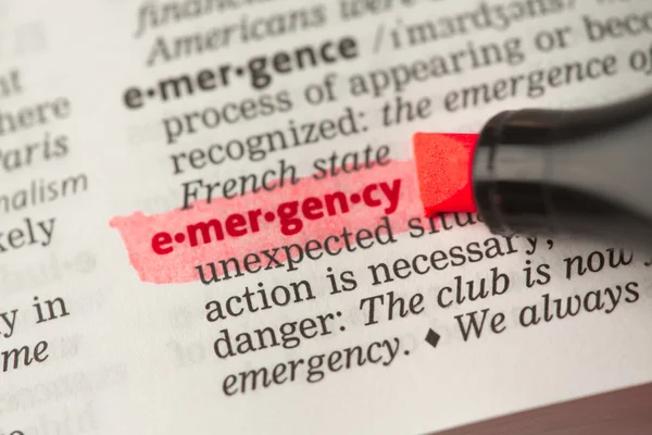 Emergency definition highlighted in red — Stock Photo, Image