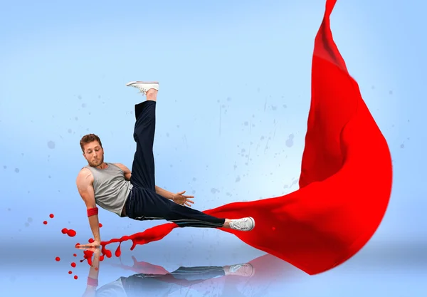 Breakdancer zeigt seine Beweglichkeit und sein Gleichgewicht — Stockfoto