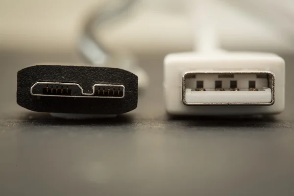 Close up of tip of USB and USB SS — Stock Photo, Image