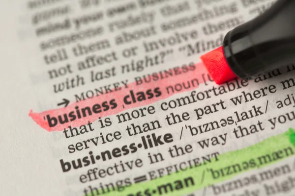 Definicja klasy biznes podświetlone na czerwono — Zdjęcie stockowe