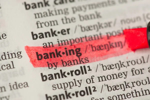 Banking definition highlighted in red — Stock Photo, Image