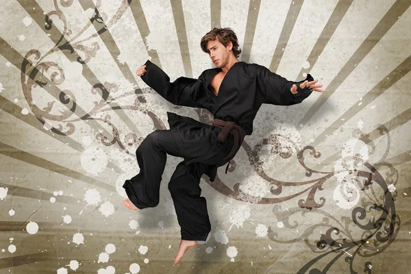 Martial arts expert jumping — Stock Photo, Image