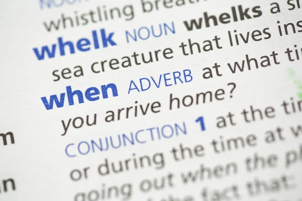 Whelk and when definition — Stock Photo, Image