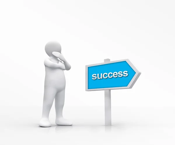 White figure choosing the road to success — Stock Photo, Image