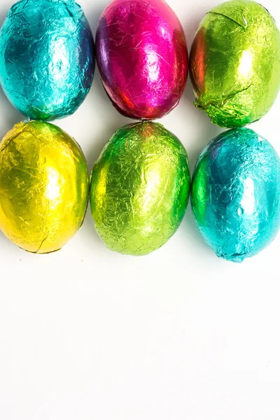 Six easter eggs with copy space — Stock Photo, Image