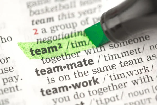 Team definition highlighted in green — Stock Photo, Image