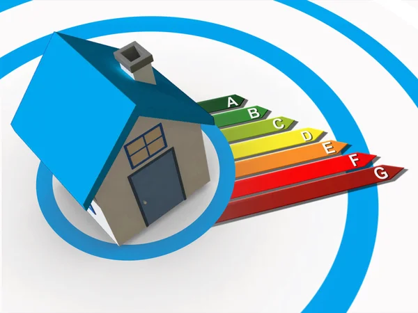 Energi betyg diagram kommer från 3d hus — Stockfoto