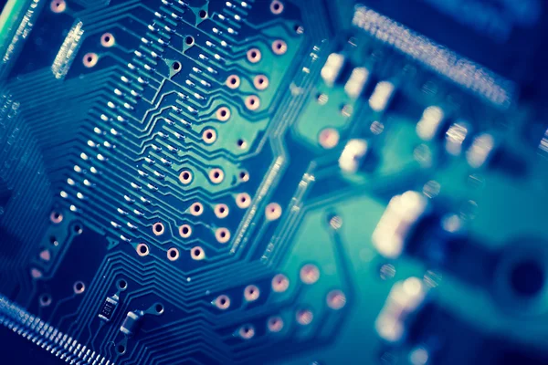 Close up of blue Printed Circuit Board — Stock Photo, Image