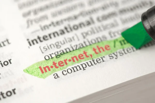 Internet definition highlighted in green — Stock Photo, Image