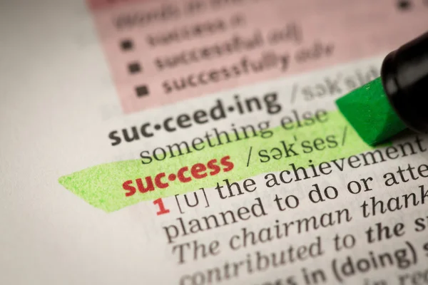 Definicja sukcesu podświetlone w kolorze zielonym — Zdjęcie stockowe