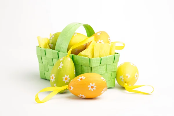 Easter eggs in a basket — Stock Photo, Image