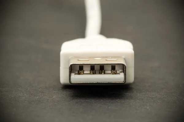 Close up of tip of white USB — Stock Photo, Image