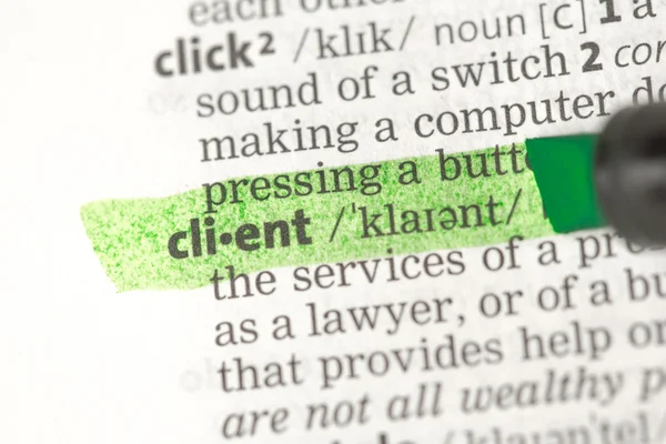 Client definitie gemarkeerd in het groen — Stockfoto
