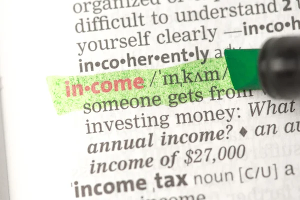 Income definition highlighted — Stock Photo, Image