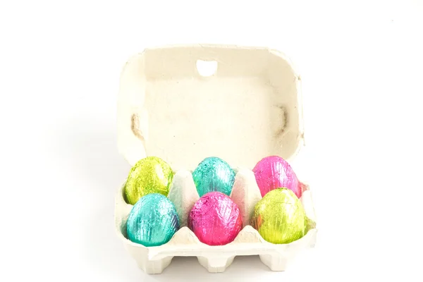 Carton with easter eggs — Stock Photo, Image