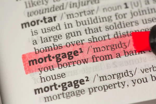 Mortgage definition highlighted in red — Stock Photo, Image