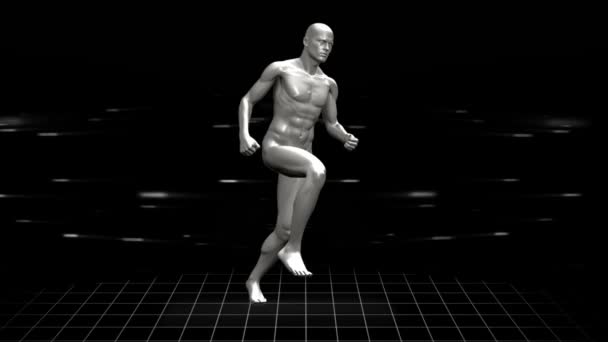 Full body scan of running digital human — Stock Video