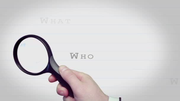 Loupe de verre trouver des mots de question — Video