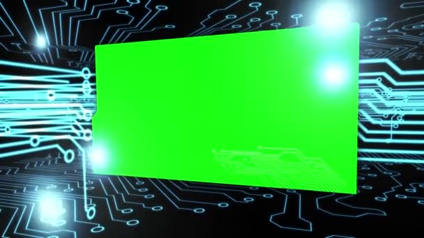 Montage of green screens on a circuit board — Stockvideo