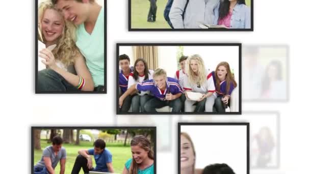 Montage of students clips into frames — Stock Video