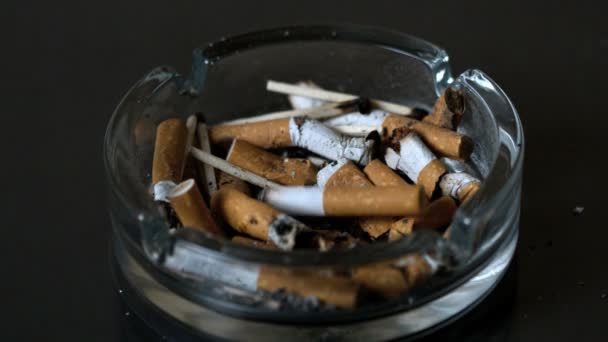 Cigarette falling into ashtray — Stock Video