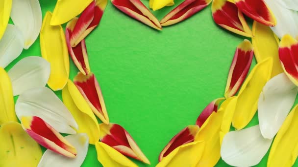 Petali di fiori a forma di cuore volante — Video Stock