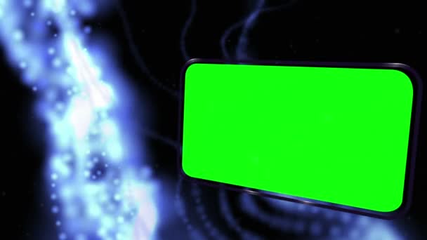 Montage d'écrans verts sur fond galactique — Video