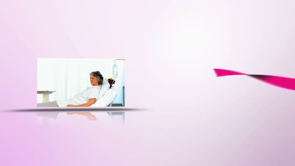 Brustkrebs-Aufklärungsmontage mit Kopierraum — Stockvideo