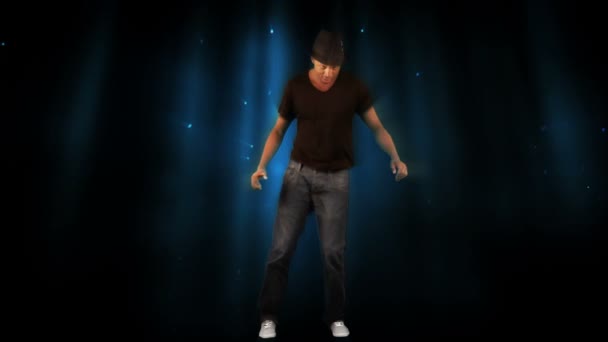 Stylish man dancing on digital background — Stock Video