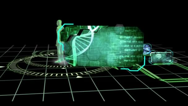 Dna Gehirn und Neuronen-Schnittstellen — Stockvideo