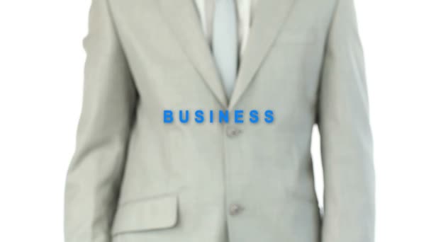 Mężczyzna dotyka słowo biznes — Wideo stockowe