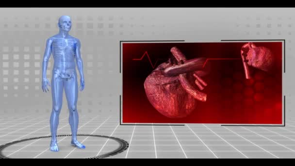 Revolving running skeleton being scanned — Stock Video