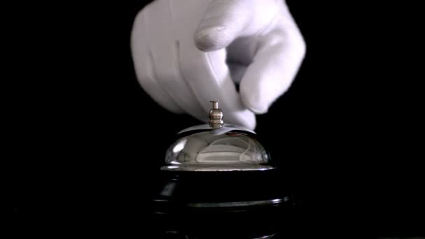 Timbre de la mano campana del hotel — Vídeos de Stock