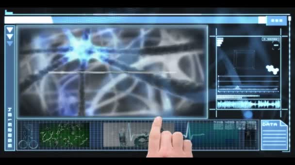 Medical interface showing medical research and neurons — Stock Video