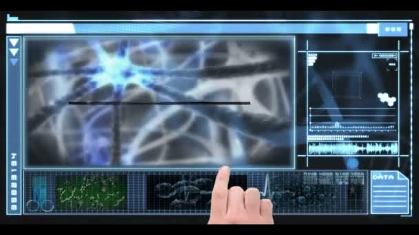 Прокрутка рук через медицинский интерфейс — стоковое видео