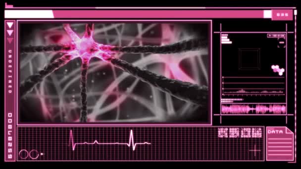 Interfaz que muestra la neurona pulsando a través del sistema nervioso — Vídeos de Stock