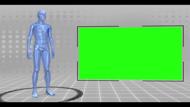 Caminhada giratória e corrida figura humana com teclas chroma — Vídeo de Stock