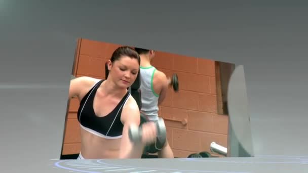 在健身房锻炼的蒙太奇 — 图库视频影像