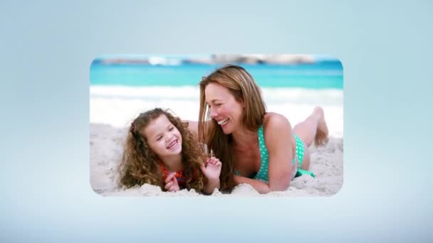 Familie plezier op het strand-montage — Stockvideo