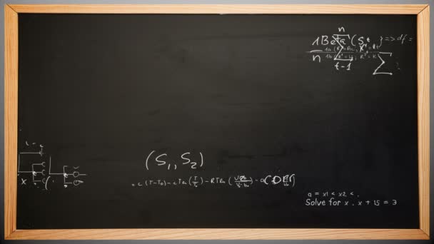 Kara tahta görünen matematik — Stok video