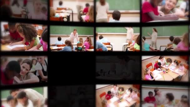 Montaje de alumnos con profesor — Vídeos de Stock