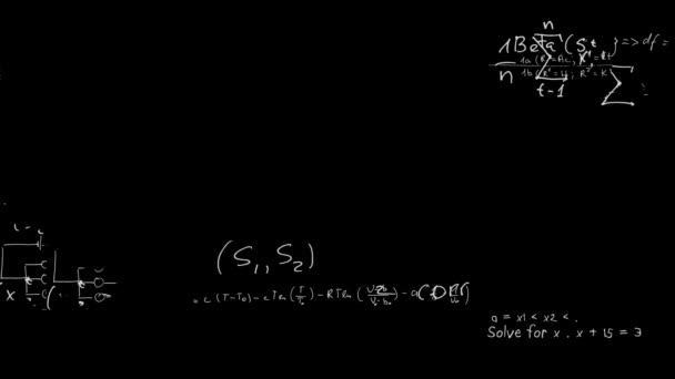 Ecuaciones matemáticas que aparecen en tiza a bordo — Vídeo de stock