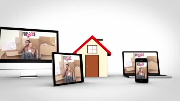 Montage of couples moving in displayed on various media devices — Stock Video